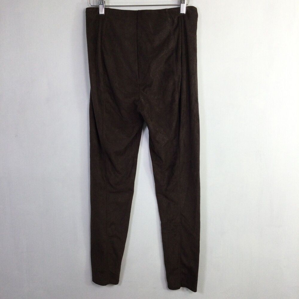 Lysse Womens Faux Suede High Waist Velvet Leggings Pull-On Dark Brown Size M - Picture 7 of 15